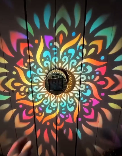 Solar Powered Outdoor Wall Light with Mandala Pattern
