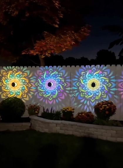 Solar Powered Outdoor Wall Light with Mandala Pattern