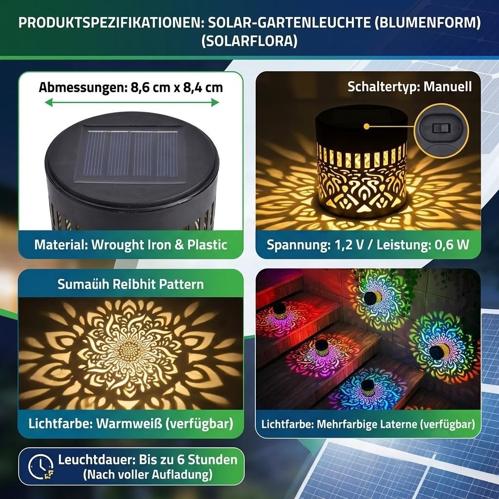 Solar Powered Outdoor Wall Light with Mandala Pattern
